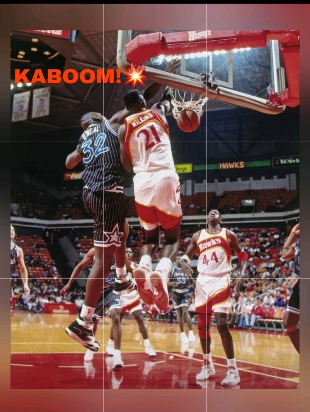 NEW! Dominique Wilkins Hawks Slam Dunk On Shaquille O'Neal! 8.5x11 Glossy Poster